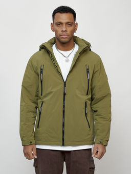 Куртка молодежная весенняя с капюшоном цвета хаки