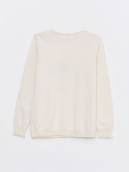 Bisiklet Yaka Bask?l? Uzun Kollu K?z ?ocuk Triko Kazak - Waikiki фото 2