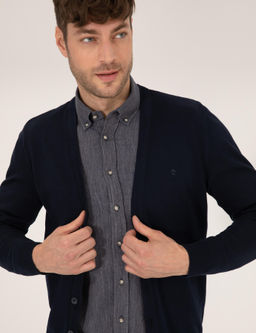 Lacivert Slim Fit Basic D__meli Triko H_rka