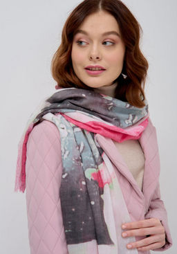 Большой, красивый палантин с бахромой. Хлопок 65% Вискоза 35%Рисунок нанесен вручную - Tantino фото 7