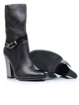 YF189-060M BLACK Полусапоги зимние женские (натуральная кожа, натуральный мех (еврозима))