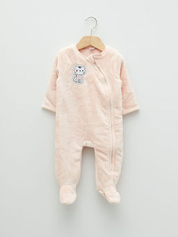 Bisiklet Yaka Uzun Kollu Nak?? Detayl? Pel?? K?z Bebek Fermuarl? Tulum