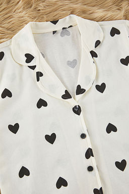 Trendyolmilla Ekru-Cok Renkli %100 Pamuklu Kalpli Sortlu Orme Pijama Tak?m? THMSS21PT0756 фото 47