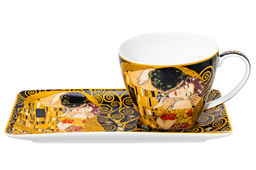 Чашка 250 мл с блюдцем для десерта 20*10*2 см Поцелуй на черном, NEW BONE CHINA - Elan gallery фото 4