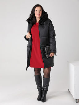 Еврозима! 24321 Пальто дем. черный - Dizzyway фото 2