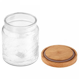 Банка стеклянная прижимная крышка Меланж 1,15л, д12см h14см, деревянная крышка с уплотнителем, д/горла - 9,5см, д/основания - 11см, цветная коробка (Китай) - Домашняя мода фото 3