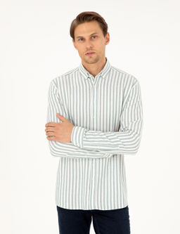 Ye_il Regular Fit _izgili Uzun Kollu G_mlek