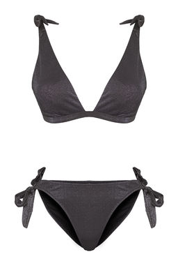 Trendyolmilla Siyah Ucgen Baglamal? Simli Regular Bikini Tak?m? TBESS25BT00009 фото 6