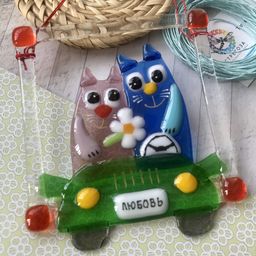 Панно Коты на машине