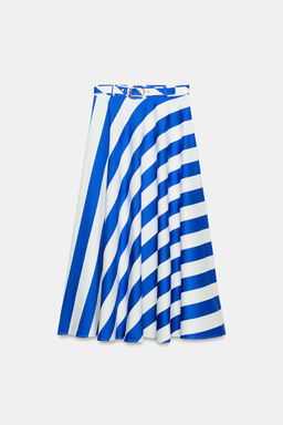 FALDA MIDI RAYAS CINTUR?N / Azul / Blanco - Zara фото 6