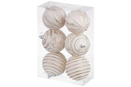 Набор 6 новогодних шаров 9,5*9,5 см Винтаж шампань с эффектом старины - Elan gallery фото 7