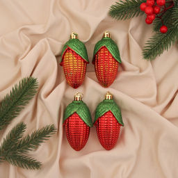Ёлочные игрушки 4 шт. Кукуруза колор 104 см, красный