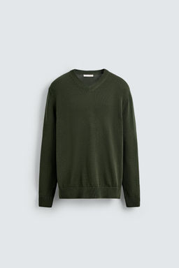 COTTON V-NECK SWEATER - Zara фото 7