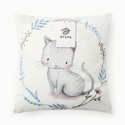 Чехол на подушку Этель Серый котик, 40*40 см, 100 п/э, велюр  фото 5