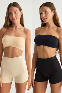 TRENDYOLMILLA Siyah-Ten 2li Paket Boxer Orme Kulot THMSS25KU00007