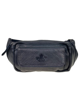 Мужская сумка на пояс из натуральной кожи цвет черный - Greta фото 2