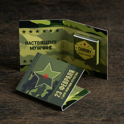 Цена за 2 шт Мини-открытка "С 23 февраля"