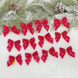 Цена за 4шт. Бант на ёлку "Бархат с золотой пылью" 6см (набор 12 шт)