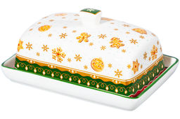 Масленка 13,5*9*6,5 см Новогодняя ёлка зеленый узор NEW BONE CHINA - Elan gallery фото 6
