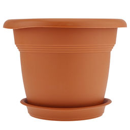Кашпо для цветов пластмассовое Классика 3л, д20см, h17см, с поддоном, полипропилен, терракотовый (Россия) - Домашняя мода фото 2
