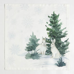 Набор новогодних салфеток Этель Forest animals, 40х40см - 4 шт, хлопок, саржа  фото 8