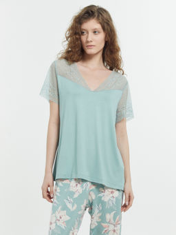 Комплект женский (джемпер, бриджи) зеленый с акварельными цветами - Mark formelle фото 5