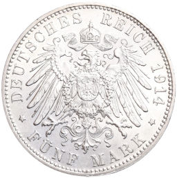 5 марок 1914 года D Германия (Бавария)