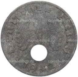 Монета 1 рейхспфенниг 1942 года G Германия