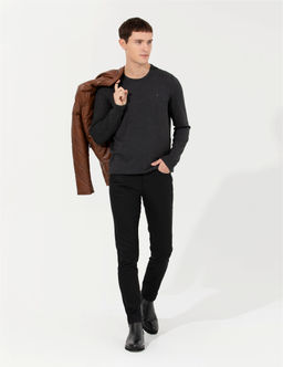 Siyah Slim Fit Kanvas Pantolon