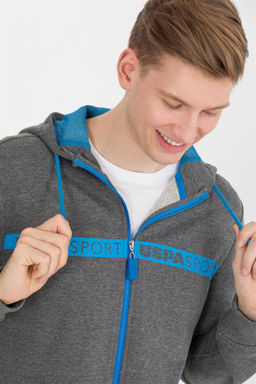 Мужской вязаный кардиган с капюшоном антрацитового меланжа - U.s. polo assn фото 7