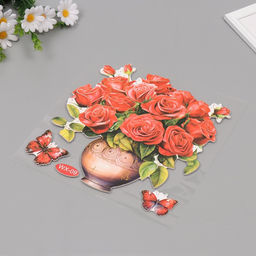 Наклейка интерьерная Пионовидные розы, пластик, 40?31 см