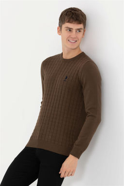 U. S. Polo Assn Мужской вязаный свитер кокосового цвета с круглым вырезом - U.s. polo assn фото 9