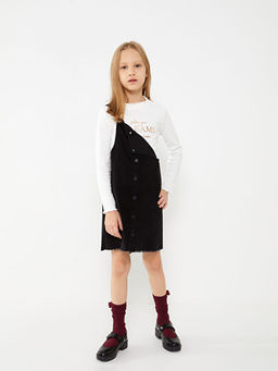 Bisiklet Yaka Bask?l? Uzun Kollu K?z ?ocuk Ti??rt - Waikiki фото 3