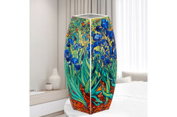 Ваза 2 л 11,5*11,5*25 см Ирисы квадрат, NEW BONE CHINA
