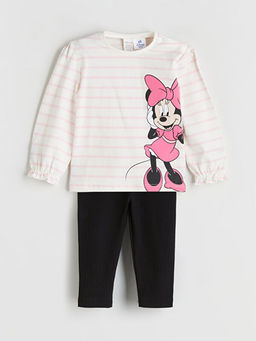 Minnie Mouse Bask?l? Uzun Kollu K?z Bebek Bluz ve Tayt