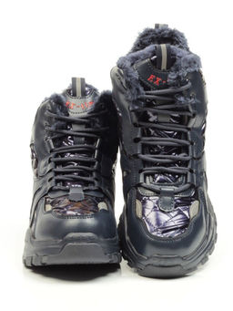 04-8525-2 DARK BLUE Ботинки зимние женские (искусственные материалы)