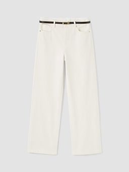 Beli Kemerli Wideleg Kad?n Jean Pantolon