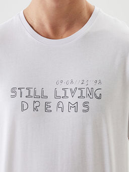 Bisiklet Yaka K?sa Kollu Bask?l? Penye Erkek Ti??rt