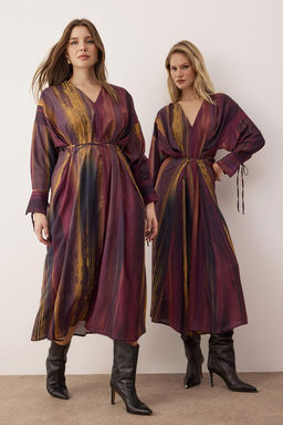 Vucut Secmeyen Murdum Soyut Maxi Dokuma Elbise TWOAW26EL00244