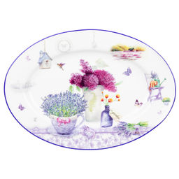 Блюдо сервировочное 29,5*21*2,5 см "Лаванда" овальное, фарфор NEW BONE CHINA