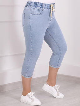 Капри джинсовые больших размеров женские ниже колена - Almond фото 8