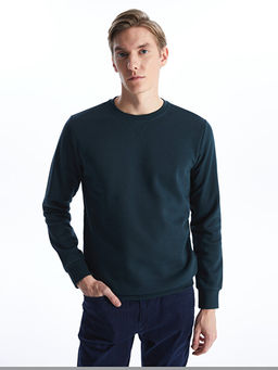 Bisiklet Yaka Uzun Kollu Erkek Kal?n Sweatshirt