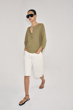 BERMUDA DENIM TIRO MEDIO ZW COLLECTION / Blanco - Zara фото 2