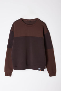 TRENDYOL MAN Lacivert Oversize/Genis Kesim Renk Bloklu Ici Polarl? Basic Sweatshirt TMNAW25SW00013 - Trendyolmilla фото 8