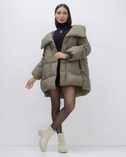 Куртка зимняя женская с большим капюшоном модная коричневого цвета 7739K - Visdeer фото 19