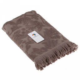 Полотенце махровое "Королевский шик" 70х140см, хлопок 100%, с бахромой, темно-оливковый (Китай)