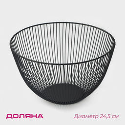 Фруктовница Доляна, 24.5×24.5×14 см, чёрная