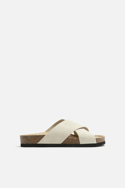 CROSS-STRAP LEATHER SANDALS