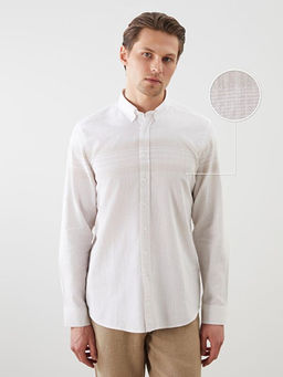 Regular Fit Uzun Kollu ?izgili Erkek Dokulu G?mlek