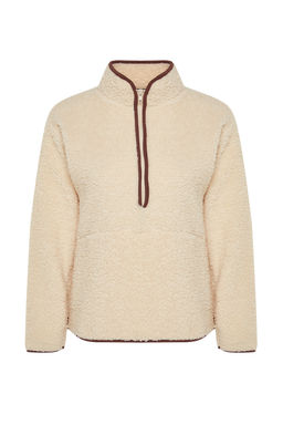 Ekru Pelus Orme Spor Sweatshirt THMAW23SW00021